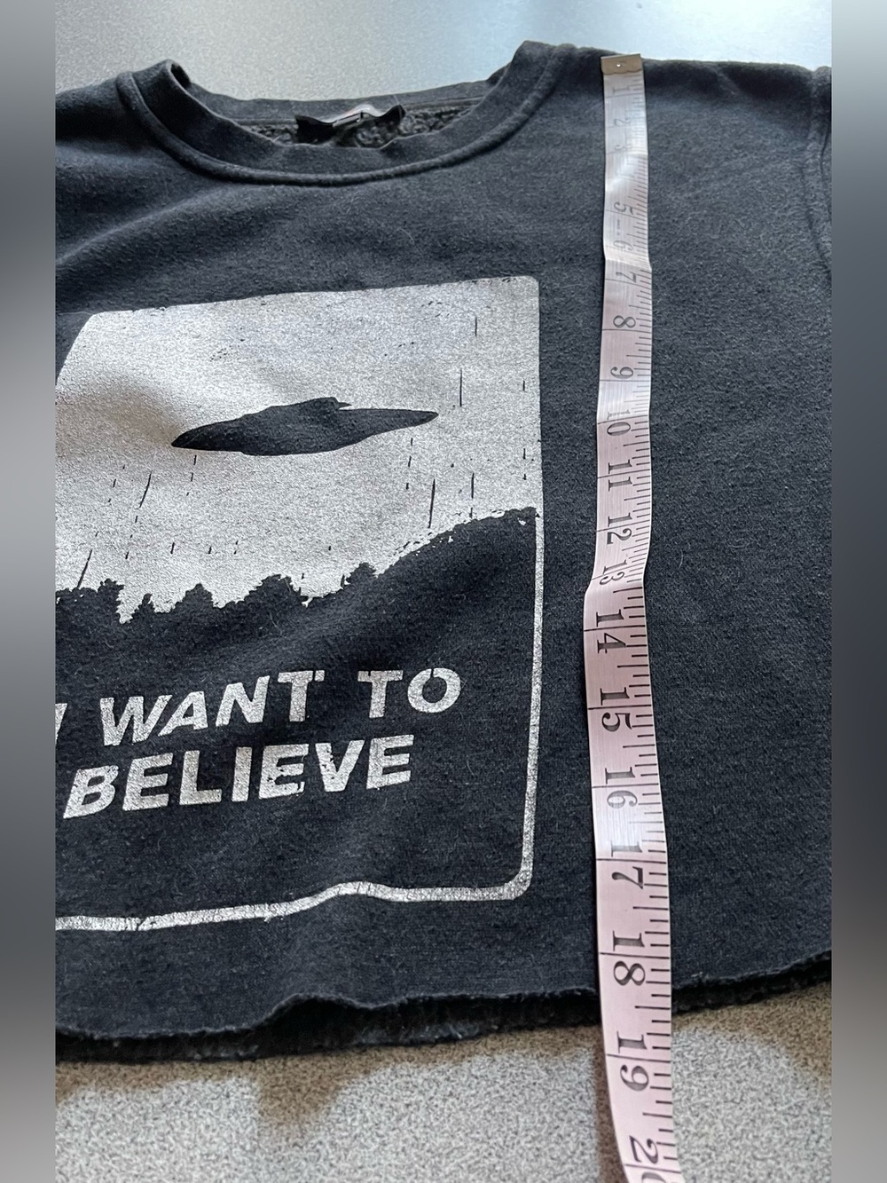 Mountain Ridge Black "I Want to Believe" UFO Graphic Sweatshirt Size Medium - Picture 7 of 8